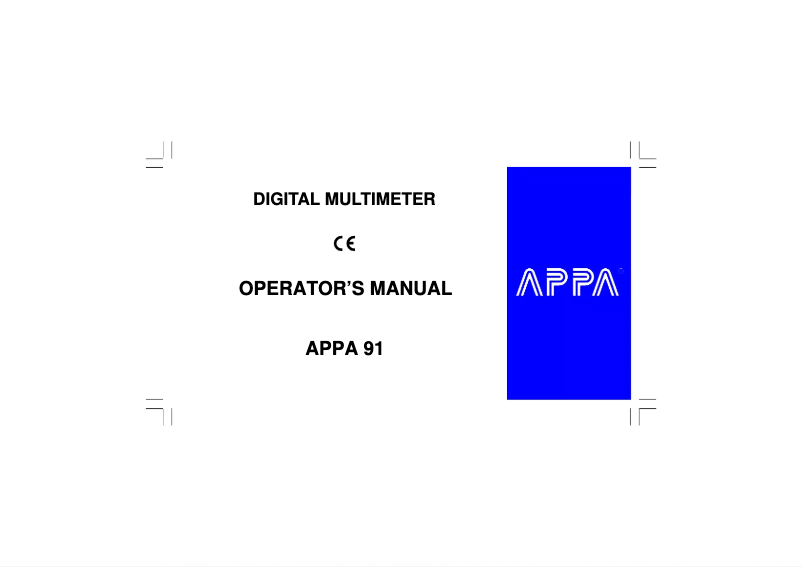 Page n°1 - Manuel utilisateur APPA 91