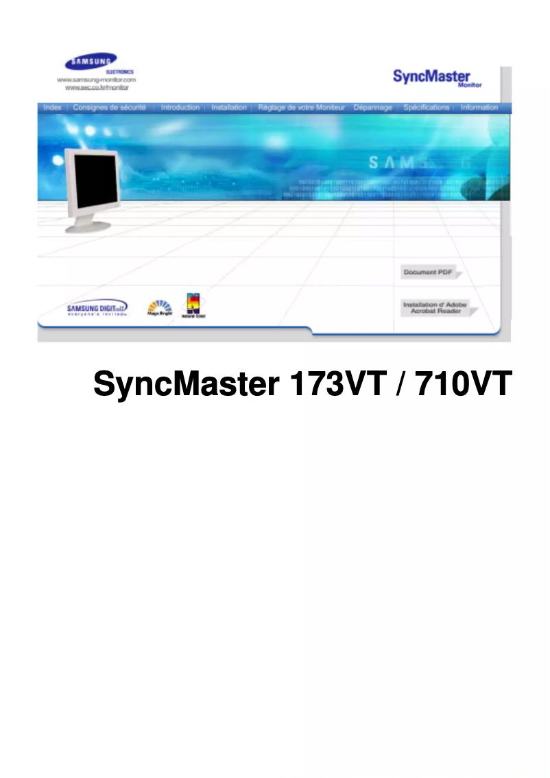 Page 1 de la notice Manuel utilisateur Samsung SyncMaster 173VT
