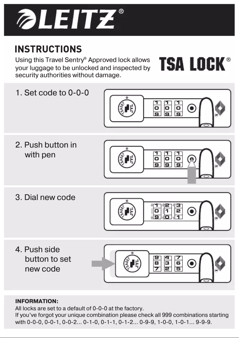 Page 1 de la notice Manuel utilisateur Leitz TSA Lock