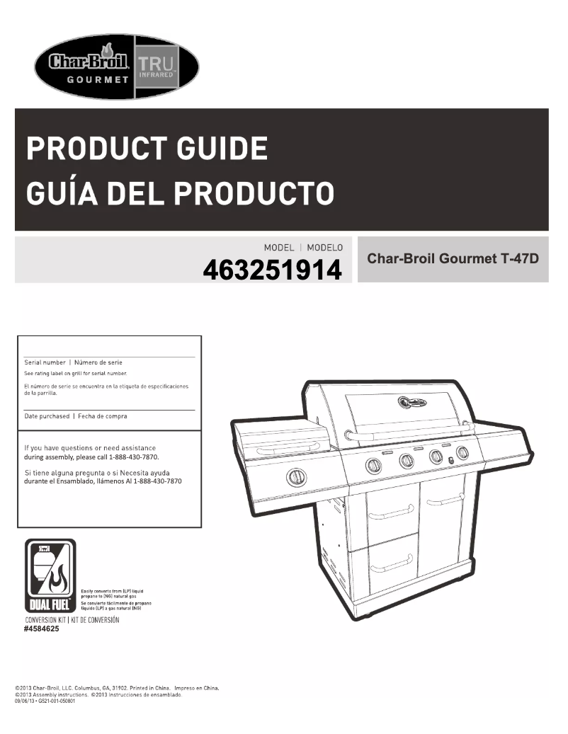 Page 1 de la notice Manuel d'utilisation et d'entretien Char-Broil Gourmet T-47D