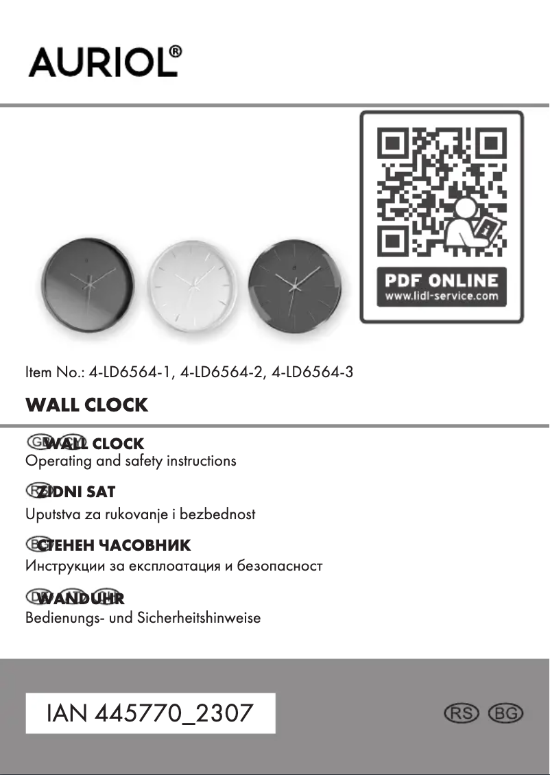 Page 1 de la notice Manuel utilisateur Auriol 4-LD6564-1