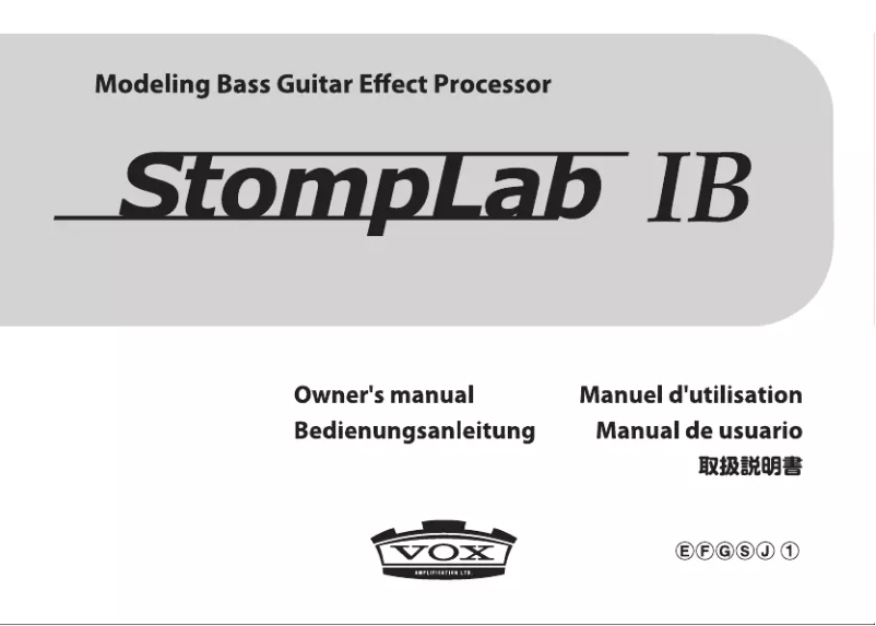 Page 1 of the manual User Manual VOX StompLab IB
