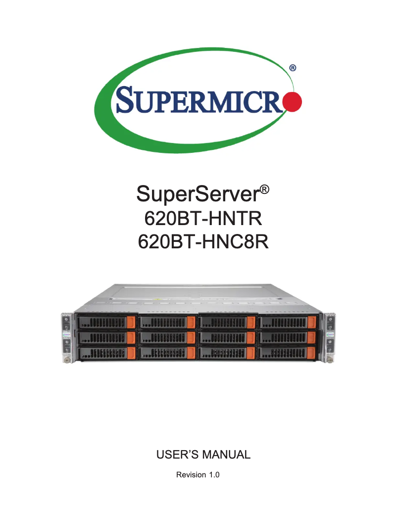Page 1 de la notice Manuel utilisateur Supermicro SuperServer SYS-620BT-HNC8R