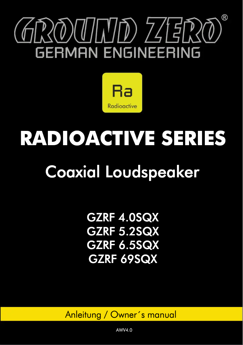 First page image of the manual for GZRF 4.0SQX