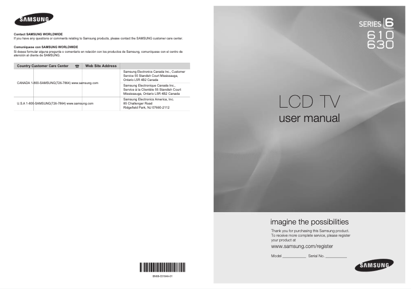 Image de la première page du manuel de l'appareil LN60C630K1F