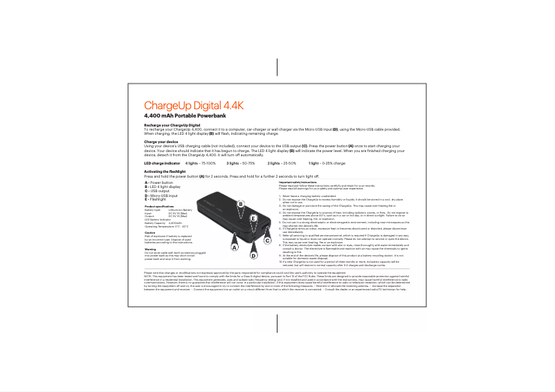 Page 1 de la notice Manuel utilisateur Cygnett ChargeUp Digital 4.4K