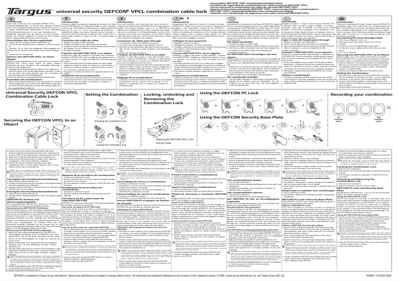 Page 1 de la notice Manuel utilisateur Targus PA492E