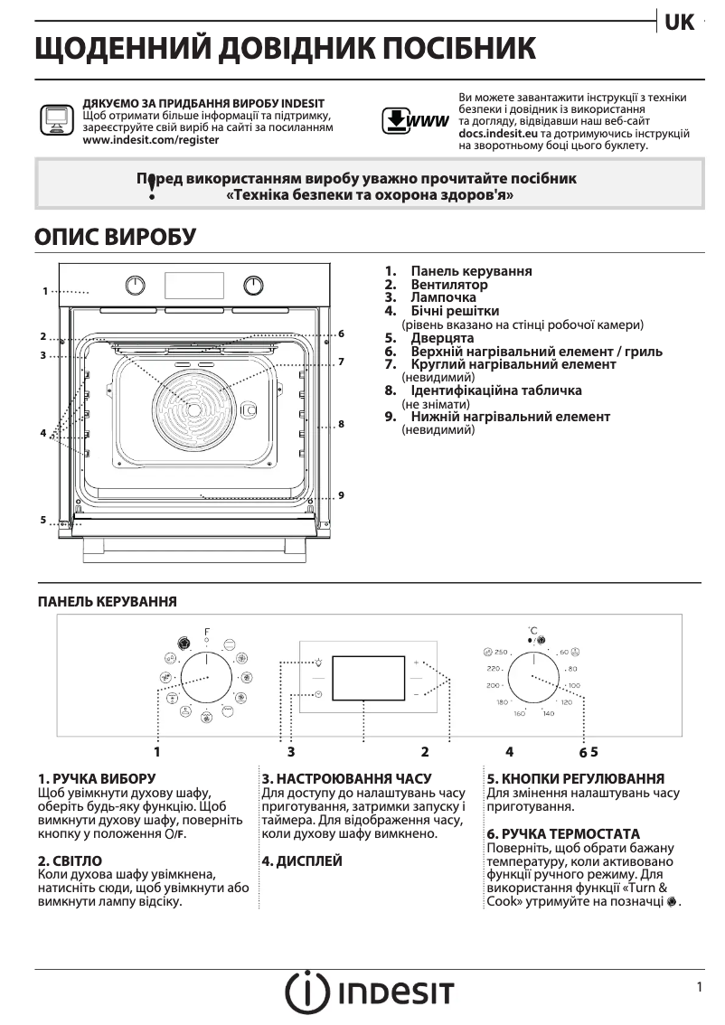 Page n°1 - Manuel d'utilisation et d'entretien Indesit IFW 3844 H IX