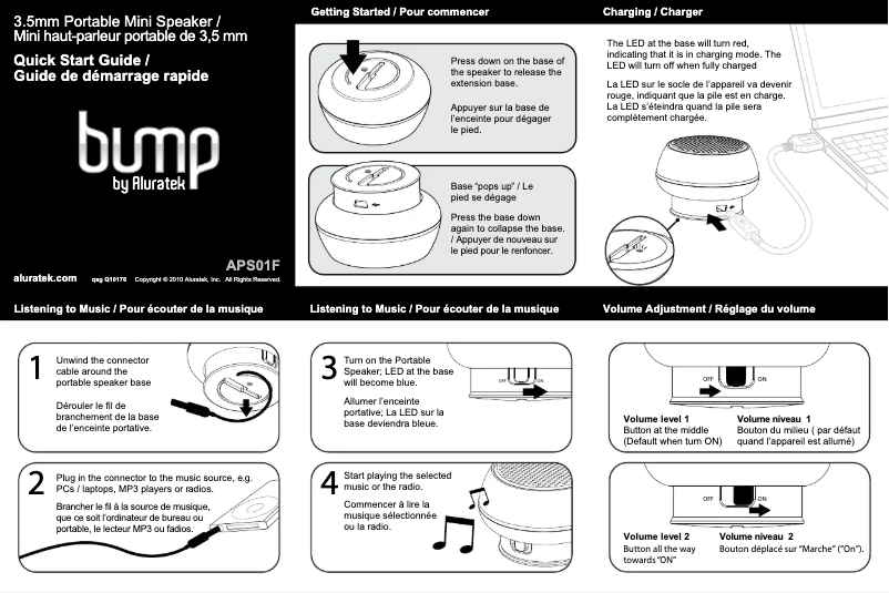 Page 1 de la notice Manuel utilisateur Aluratek APS01F