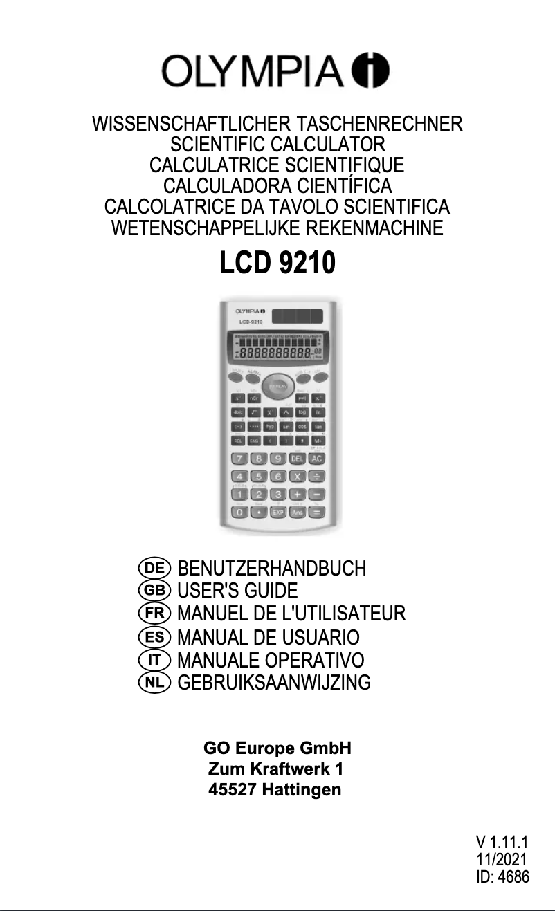 Image de la première page du manuel de l'appareil LCD 9210