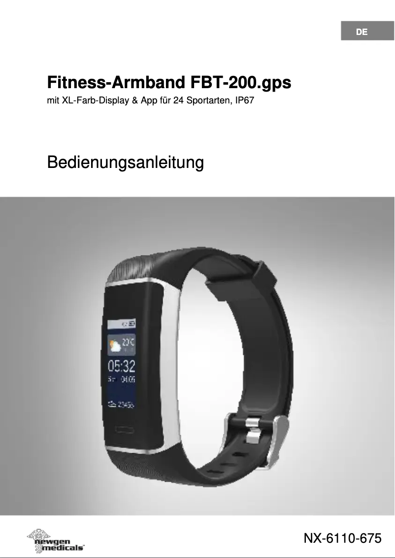 Page 1 de la notice Manuel utilisateur Newgen Medicals FBT-200.gps