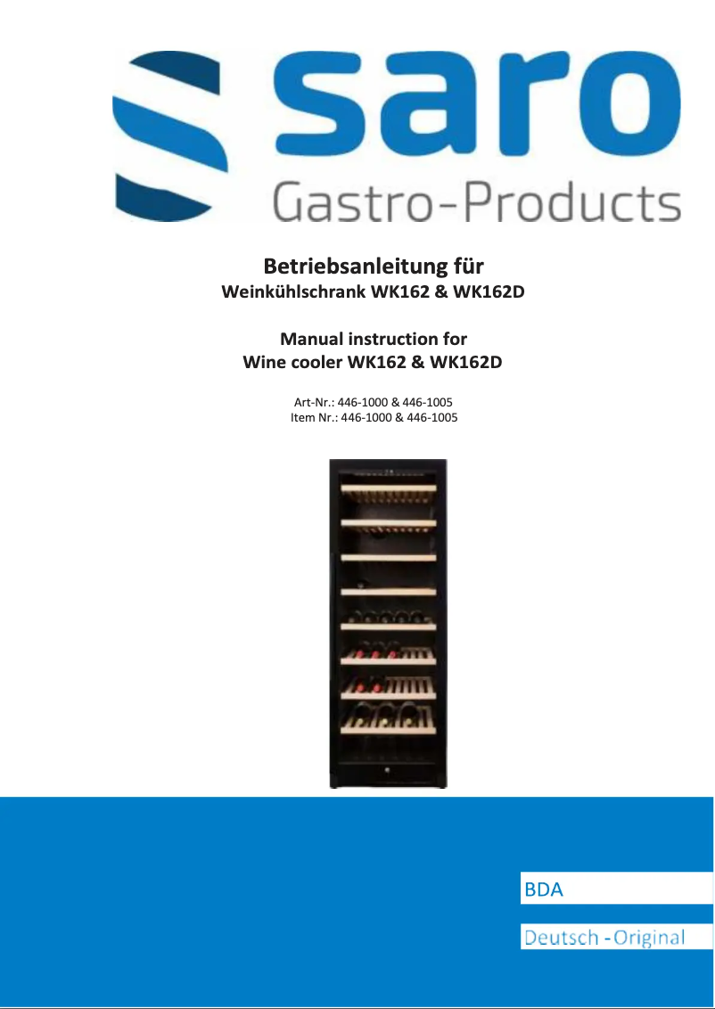 Página 1 del manual Manual de usuario Saro WK162