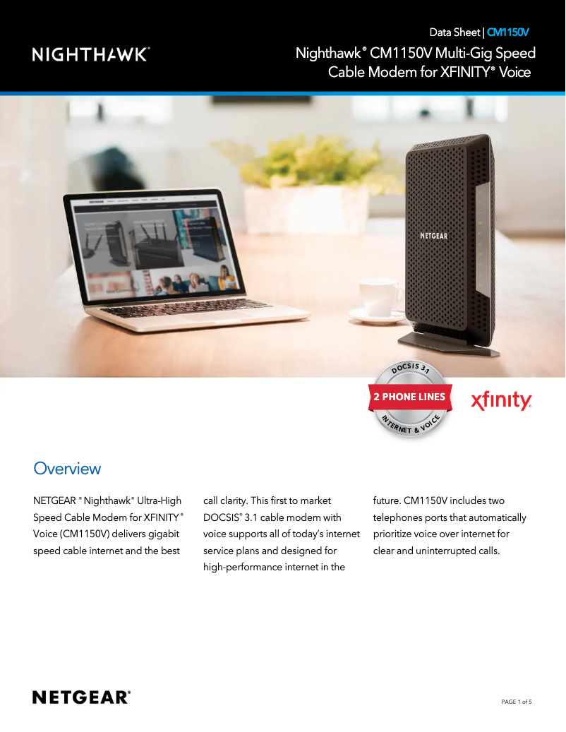 Image de la première page du manuel de l'appareil Nighthawk CM1150V