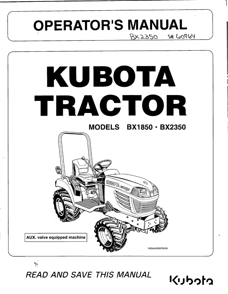 Page 1 de la notice Manuel utilisateur Kubota BX2350