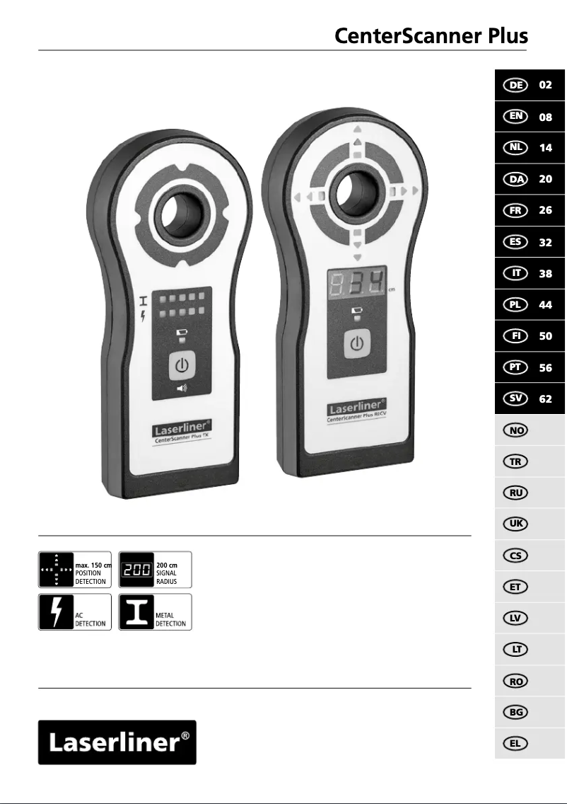 Imagen de la primera página del manual del dispositivo CenterScanner Plus