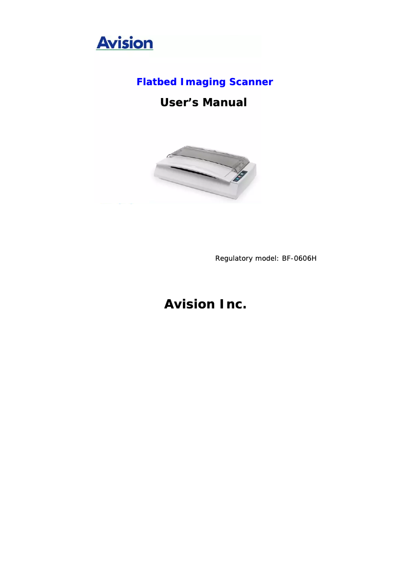 Page n°1 - Manuel utilisateur Avision FB2080E