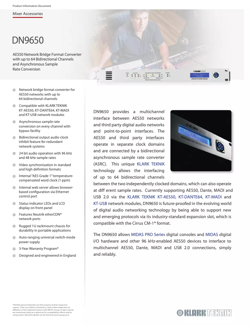 Image de la première page du manuel de l'appareil DN9650
