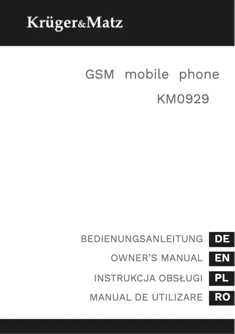 Page 1 de la notice Manuel utilisateur Krüger&Matz KM0929