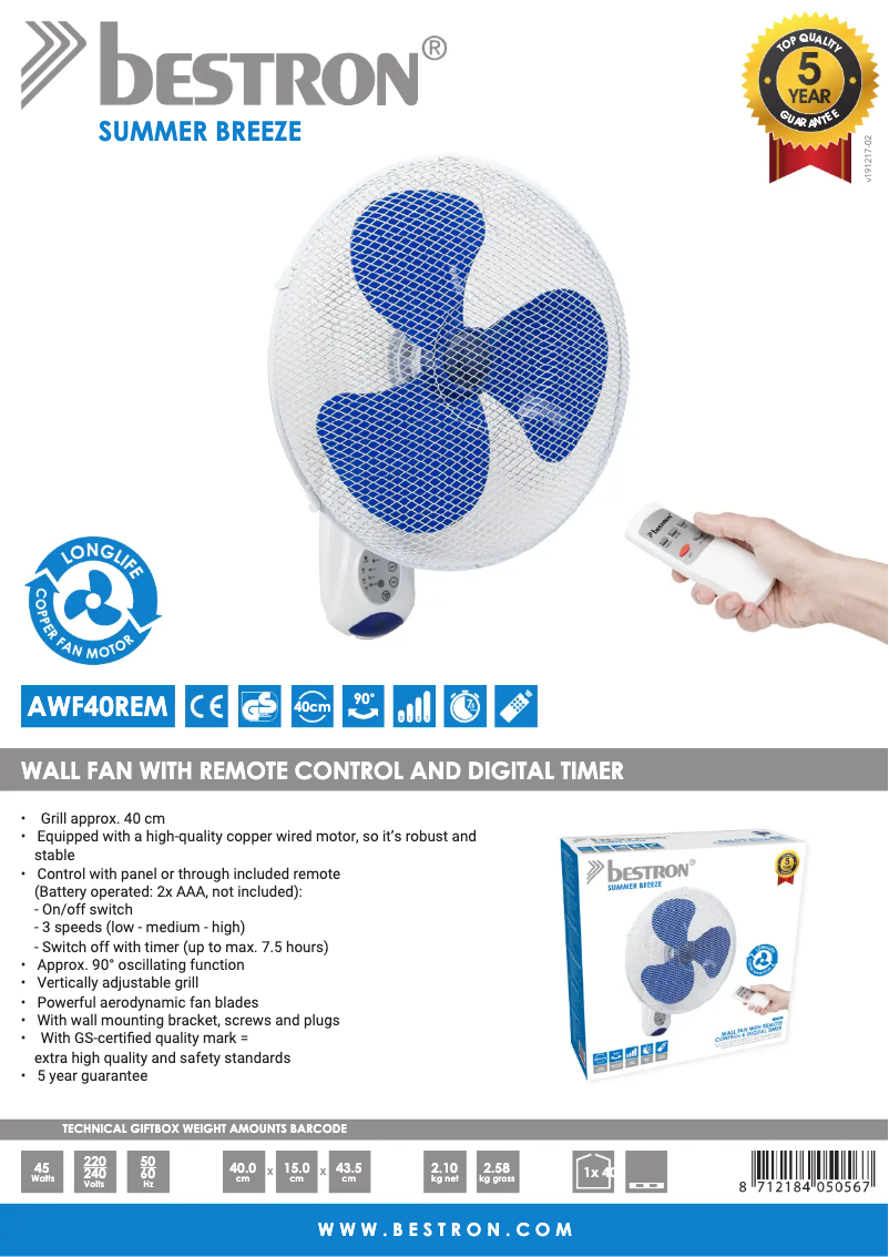 Image de la première page du manuel de l'appareil AWF40REM