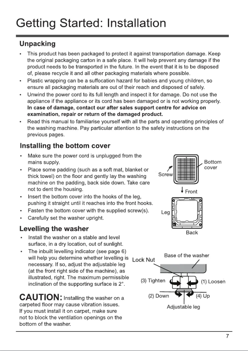 Page n°1 - Guide d'installation Whirlpool WB10037