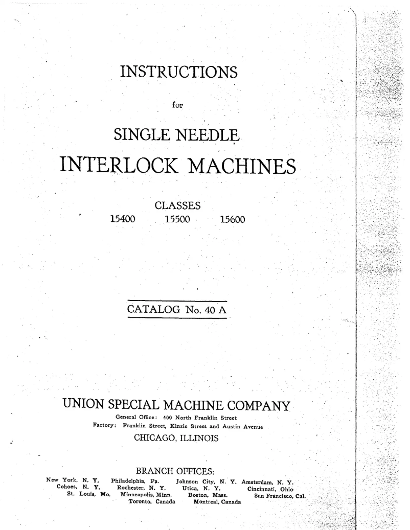 Page 1 de la notice Manuel utilisateur Union Special 15400