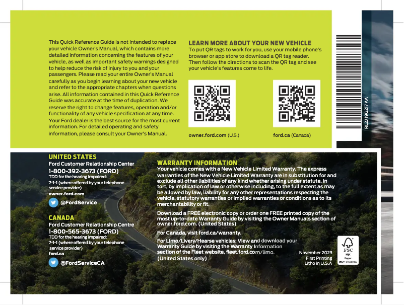 Page 1 de la notice Guide de démarrage rapide Ford Explorer (2024)