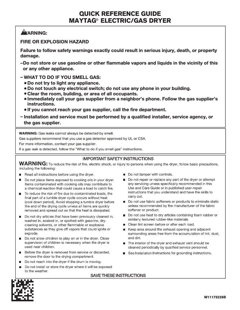 Page n°1 - Guide de démarrage rapide Maytag MALAUMVW7230HC