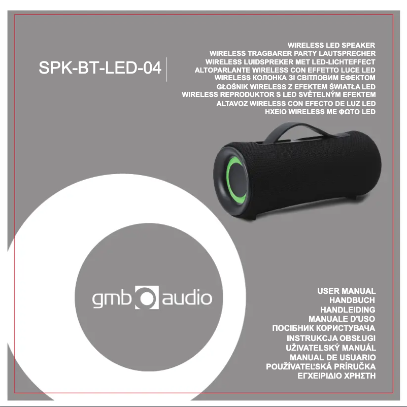 Página 1 del manual Manual de usuario GMB Audio SPK-BT-LED-04