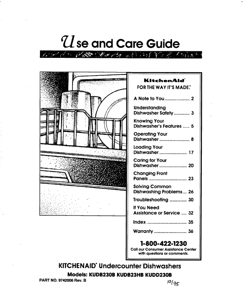 Page 1 de la notice Manuel utilisateur KitchenAid KUDD230B0