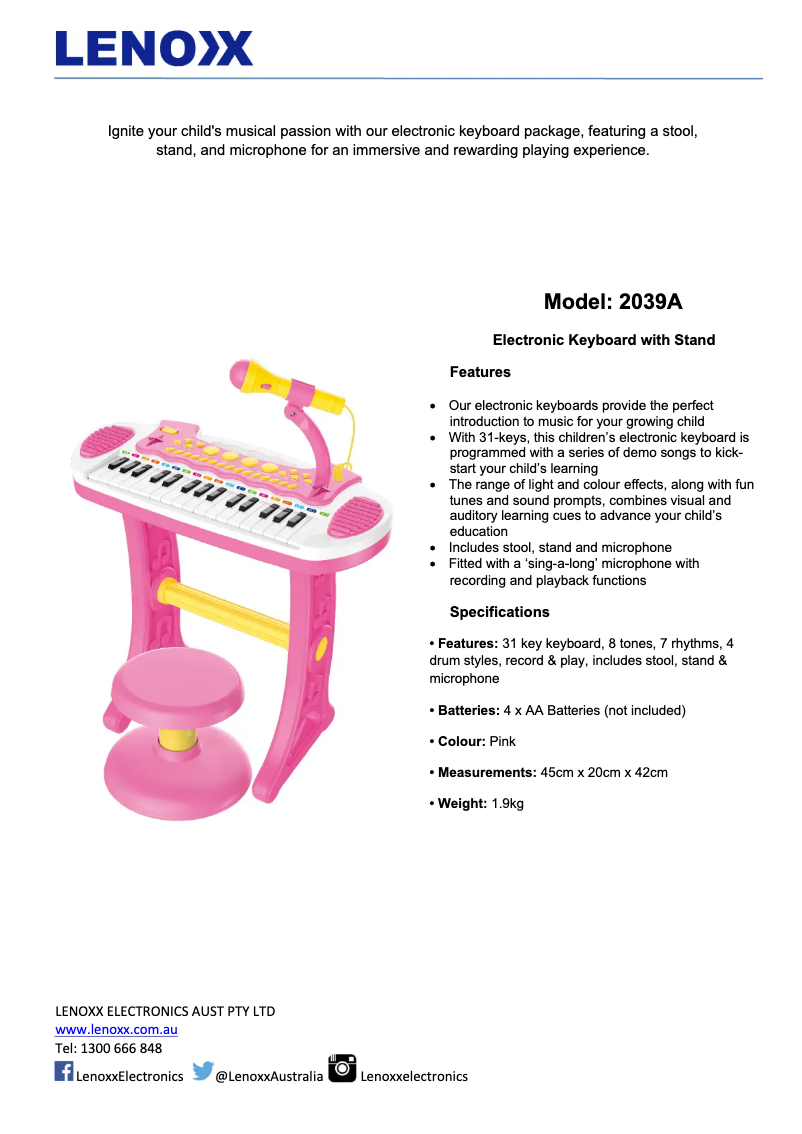 Page 1 de la notice Fiche technique Gem Toys 2039