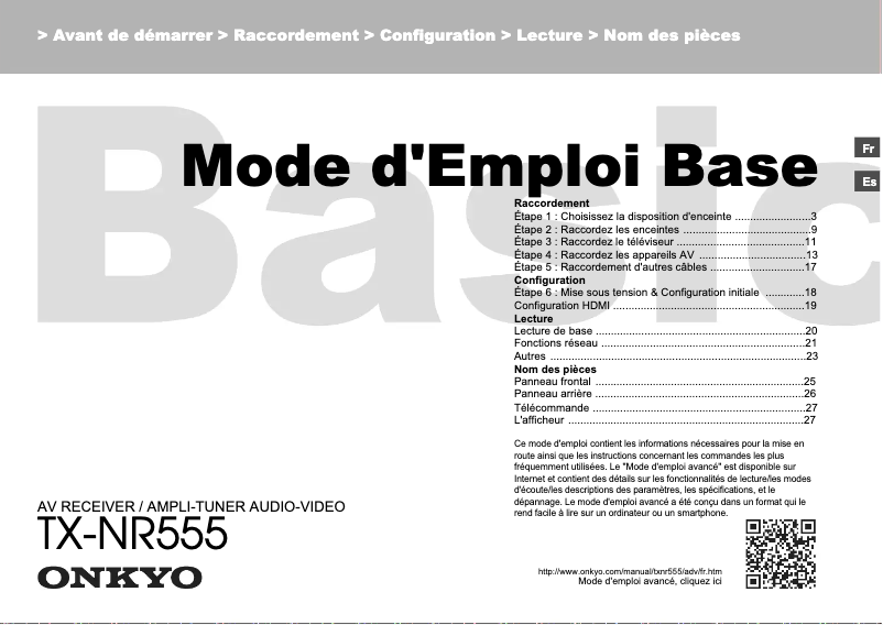 Page 1 de la notice Manuel utilisateur Onkyo TX-NR555