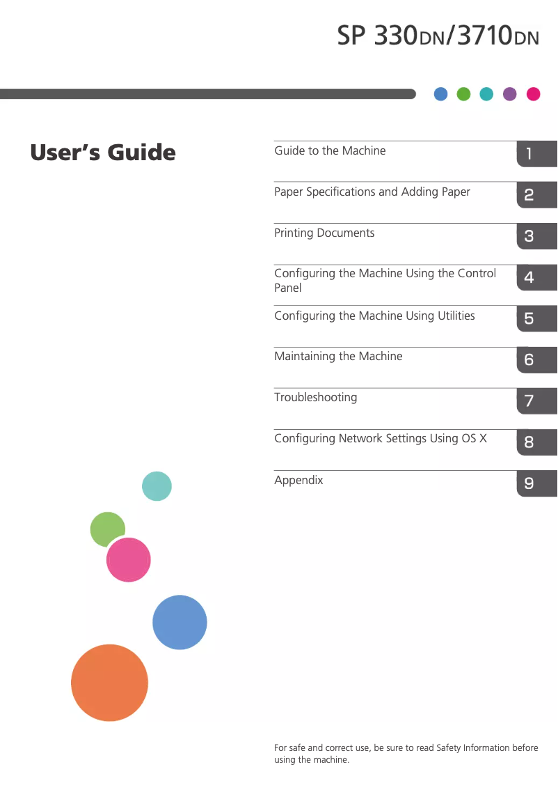 Image de la première page du manuel de l'appareil SP 330DN