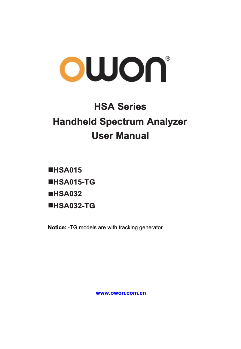 Page n°1 - Manuel utilisateur Owon HSA1015