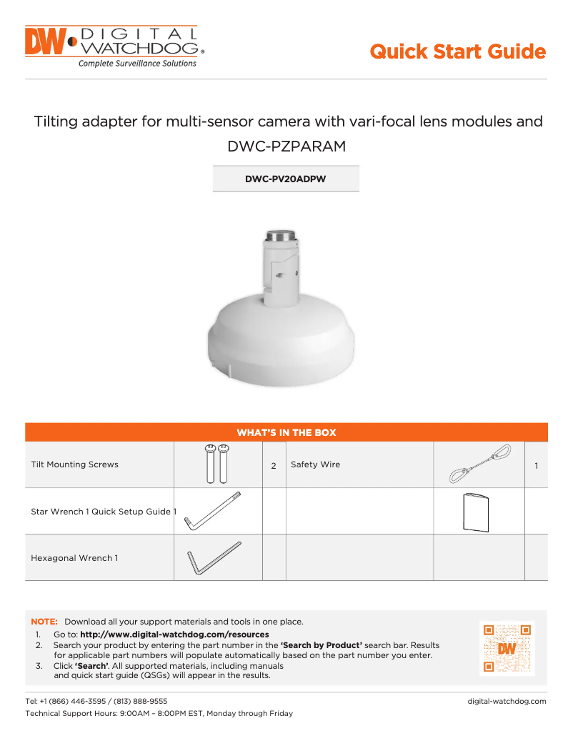 Page n°1 - Manuel utilisateur Digital Watchdog DWC-PV20ADPW