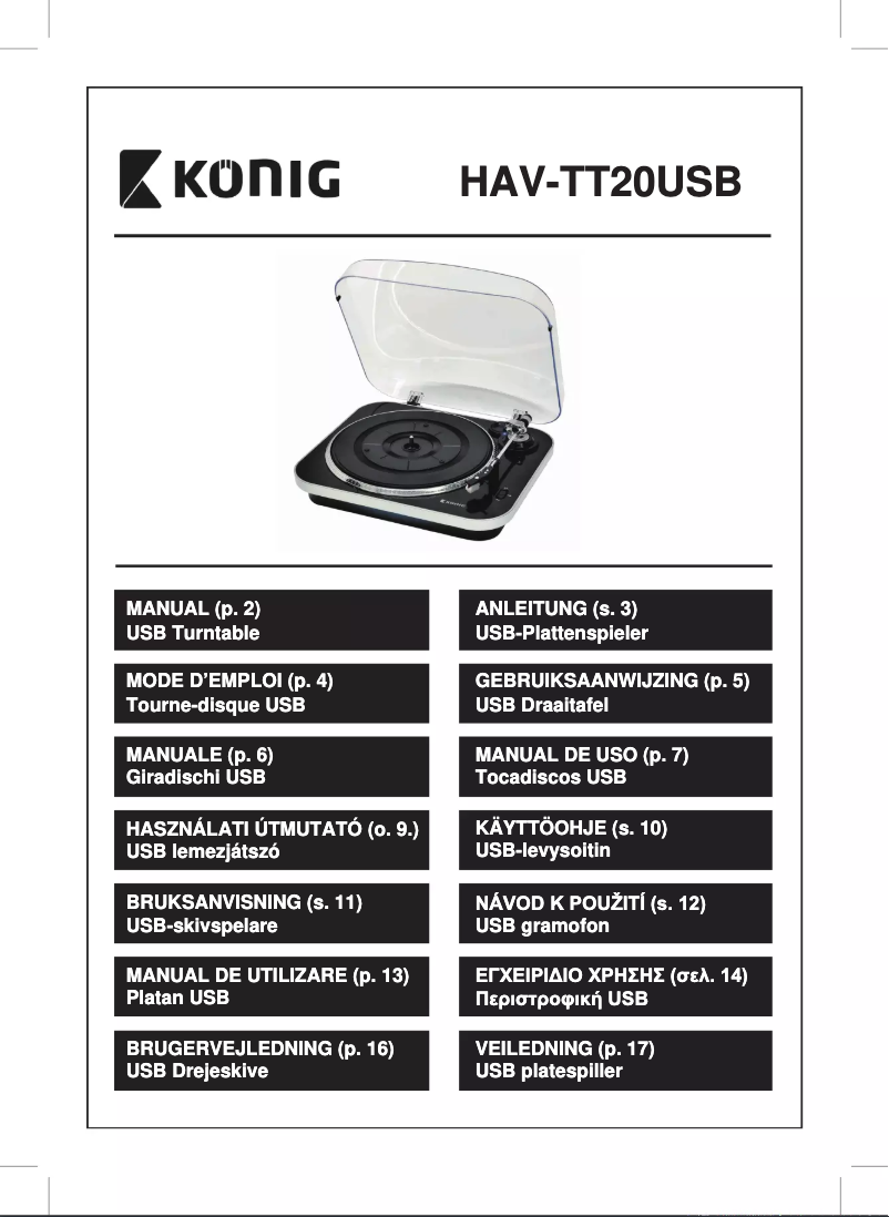 Page 1 de la notice Manuel utilisateur Konig HAV-TT20USB