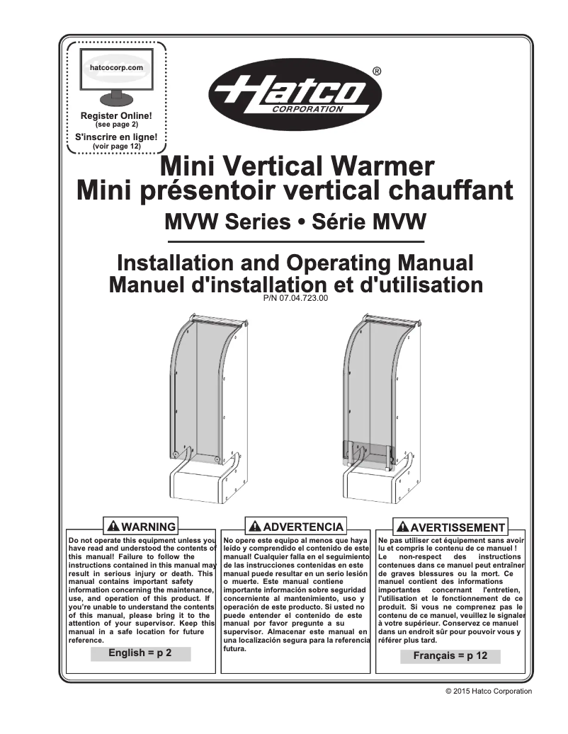 Page 1 de la notice Manuel utilisateur Hatco MVW-12-4