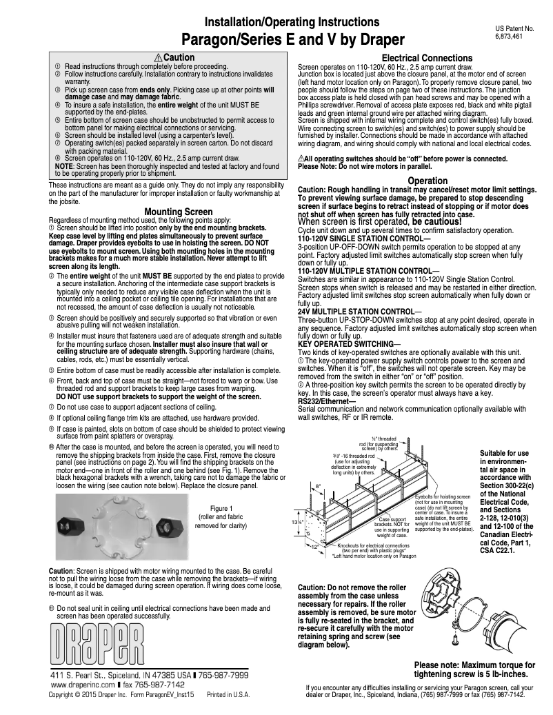 Page 1 de la notice Manuel utilisateur Draper Paragon V