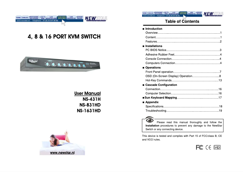 Page 1 de la notice Manuel utilisateur Newstar NS-431H