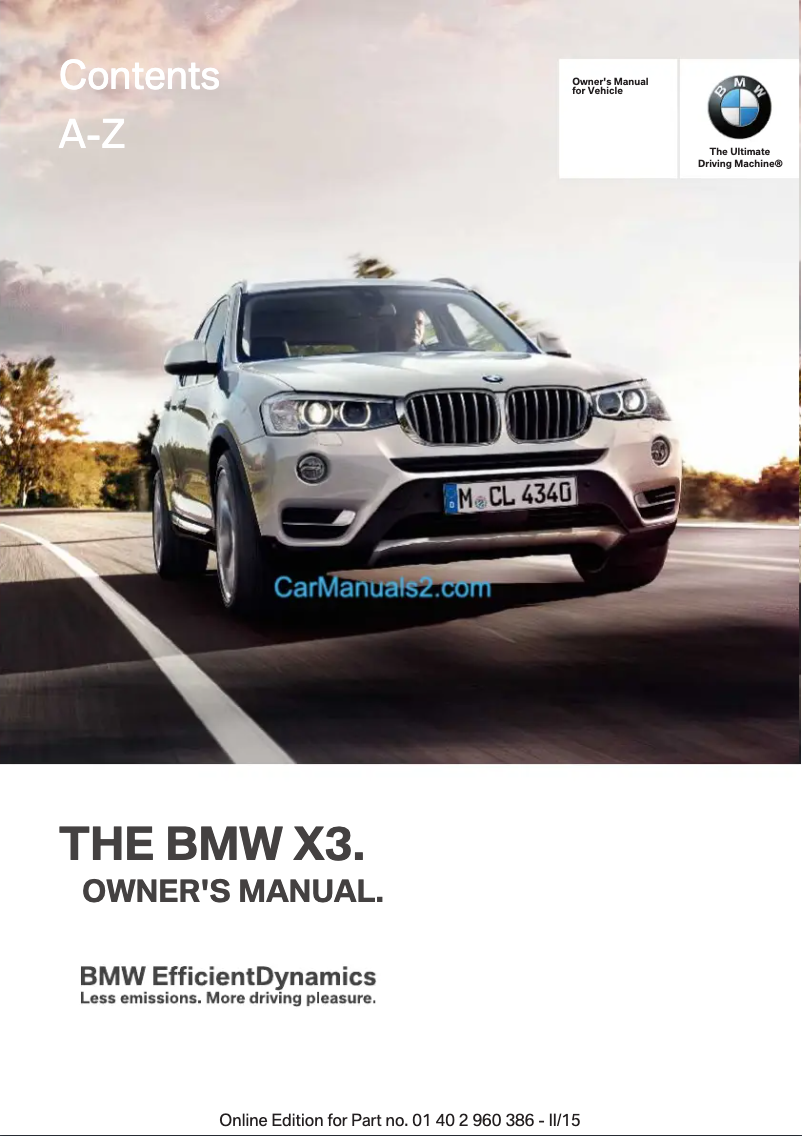 Page 1 de la notice Manuel utilisateur BMW X3 (2015)