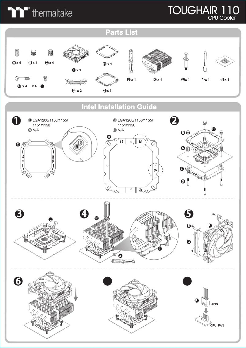 Page 1 de la notice Guide de démarrage rapide Thermaltake Toughair 110