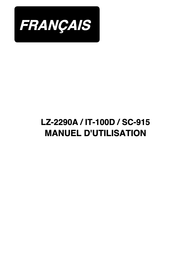 Page 1 de la notice Manuel utilisateur Juki LZ-2290A