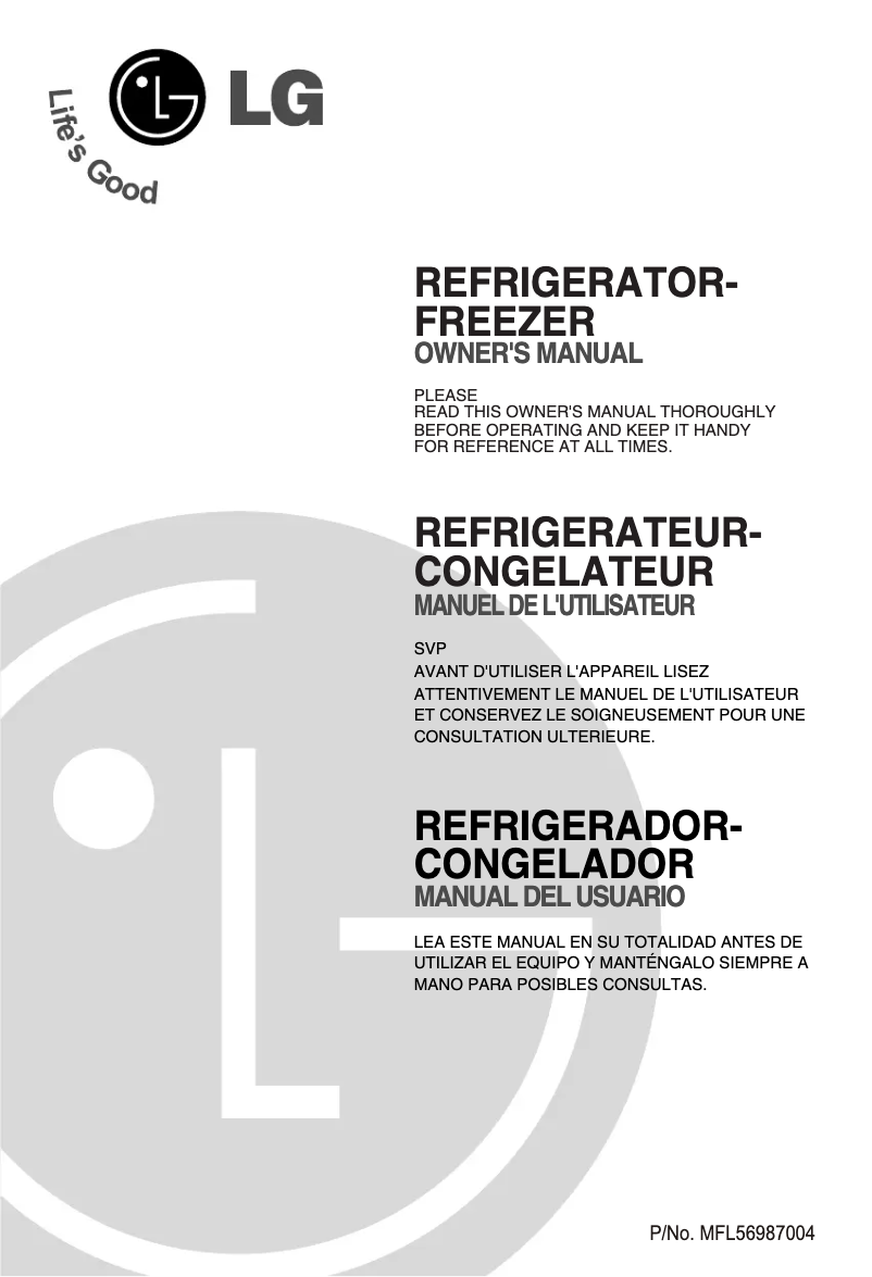 Image de la première page du manuel de l'appareil GR-V262RL