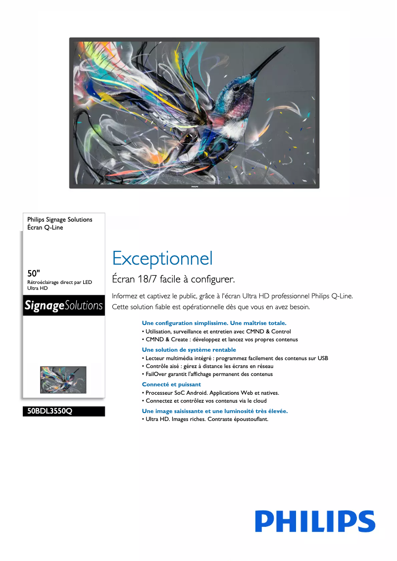 Page n°1 - Fiche technique Philips 50BDL3550Q