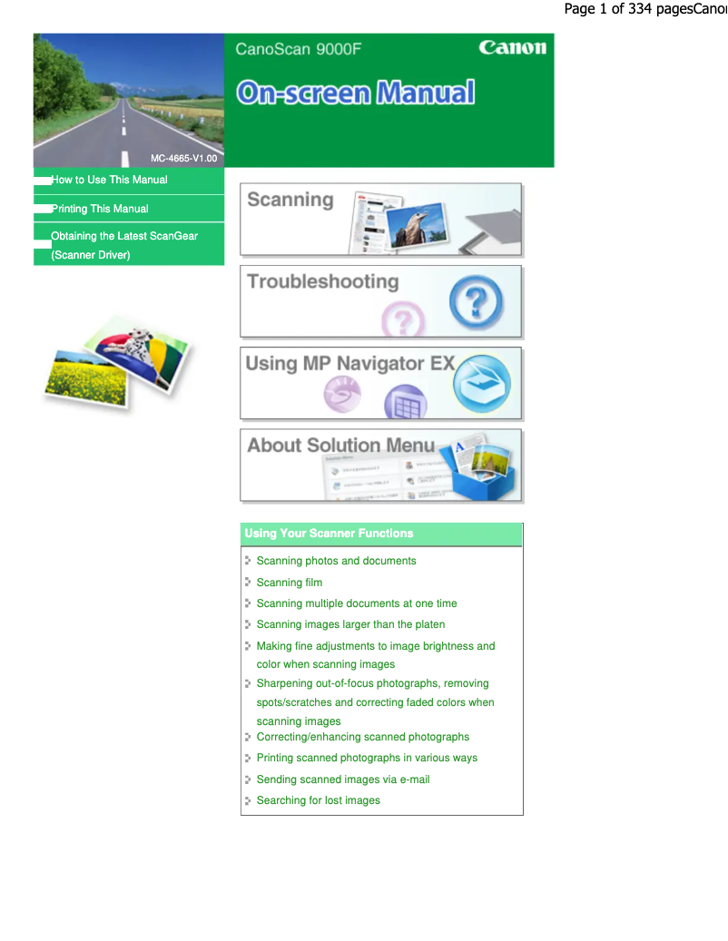 Image de la première page du manuel de l'appareil CanoScan 9000F Mark II