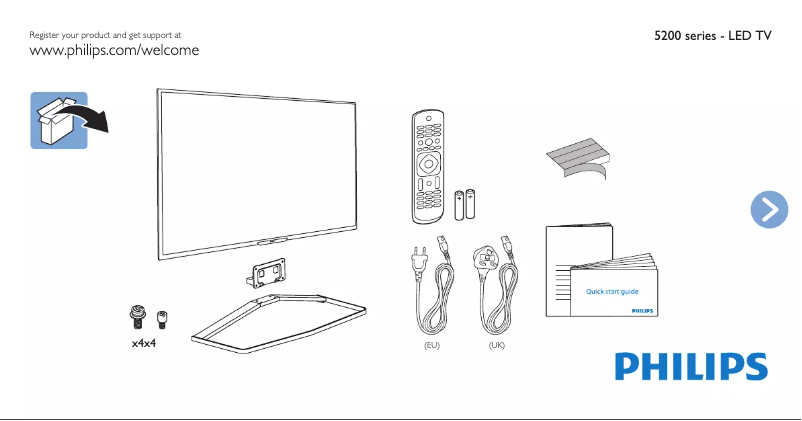 Page n°1 - Guide de démarrage rapide Philips 55PFK5209