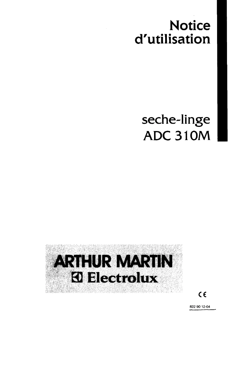 Page 1 de la notice Manuel utilisateur Arthur Martin-Electrolux ADC 310 M1