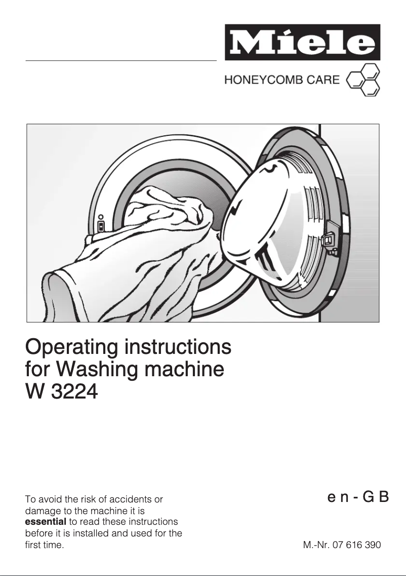 Page n°1 - Manuel utilisateur Miele W 3224