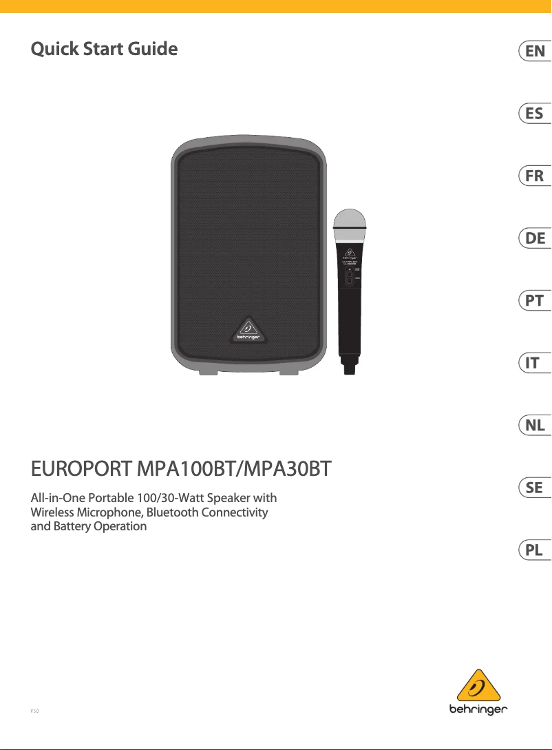 Image de la première page du manuel de l'appareil Europort MPA30BT