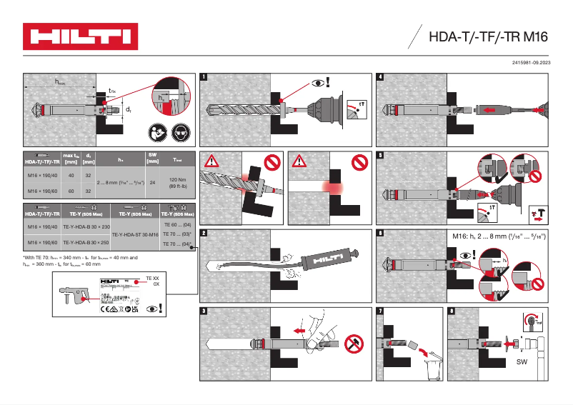 Página 1 del manual Manual de usuario Hilti HDA-TR