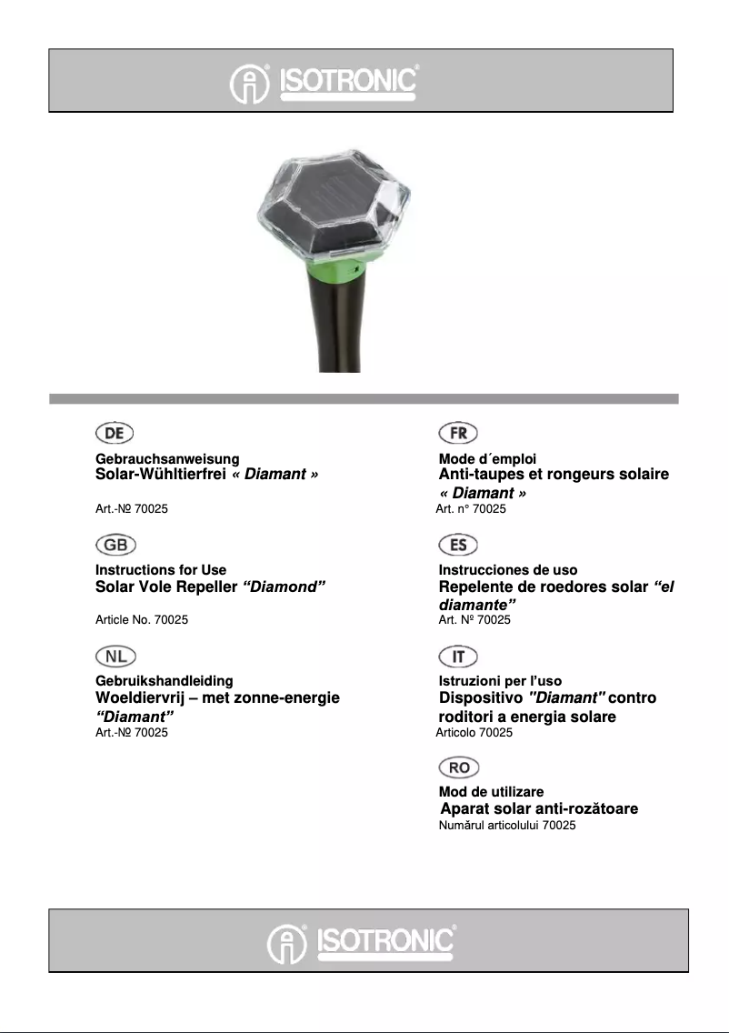 Image de la première page du manuel de l'appareil 70025